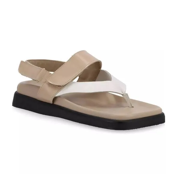 Alohas Women’s Decade Bicolor Brown/Cream Leather Thong Sandals EU 42 US 11-11.5
