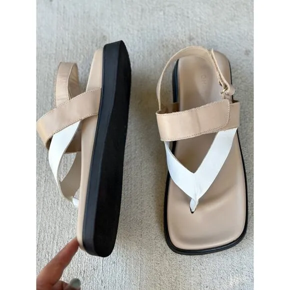 Alohas Women’s Decade Bicolor Brown/Cream Leather Thong Sandals EU 42 US 11-11.5