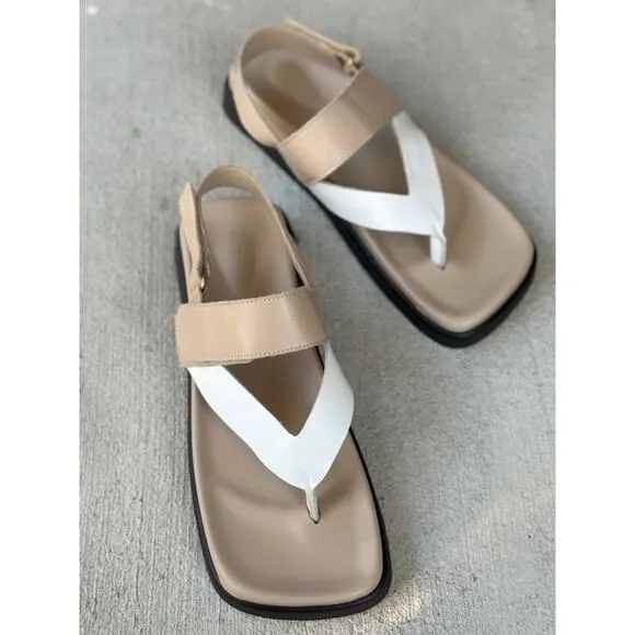 Alohas Women’s Decade Bicolor Brown/Cream Leather Thong Sandals EU 42 US 11-11.5