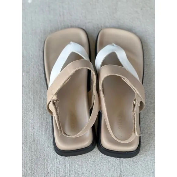 Alohas Women’s Decade Bicolor Brown/Cream Leather Thong Sandals EU 42 US 11-11.5