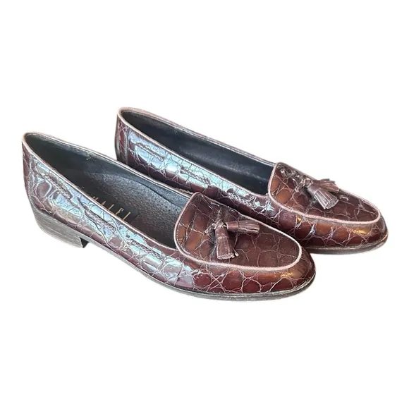 AMALFI Croc Print w/Tassel Classic Leather Loafers Women's size 8 1/2 AA