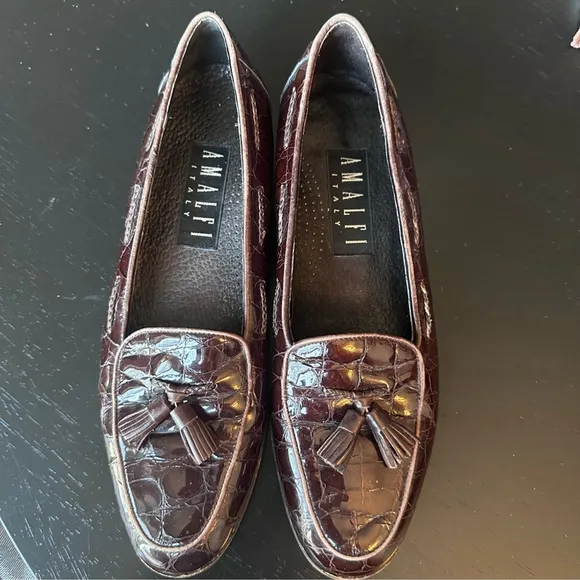 AMALFI Croc Print w/Tassel Classic Leather Loafers Women's size 8 1/2 AA