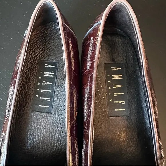 AMALFI Croc Print w/Tassel Classic Leather Loafers Women's size 8 1/2 AA