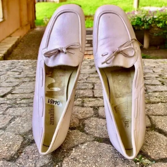 Amalfi Vintage 90's Pink Leather Loafer Bow