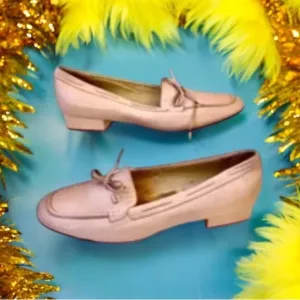 Amalfi Vintage 90's Pink Leather Loafer Bow