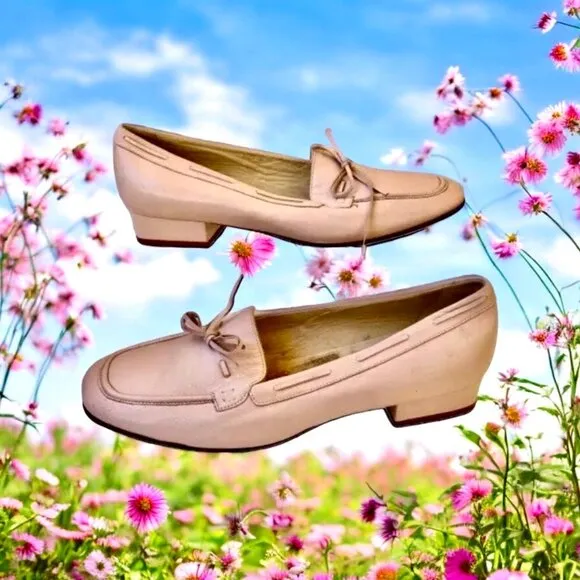 Amalfi Vintage 90's Pink Leather Loafer Bow