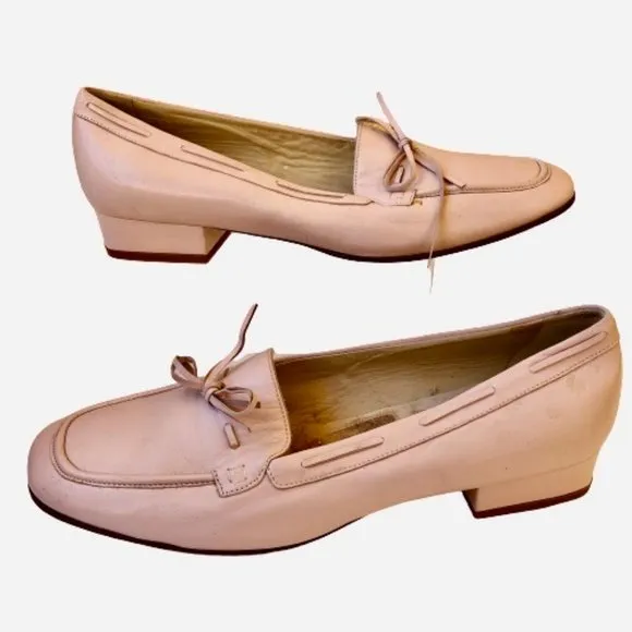 Amalfi Vintage 90's Pink Leather Loafer Bow