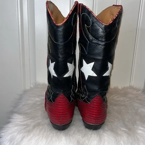 Amazing Patriotic America USA stars leather cowgirl boots size 6.5