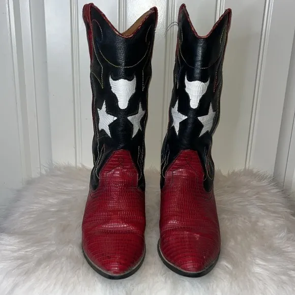 Amazing Patriotic America USA stars leather cowgirl boots size 6.5