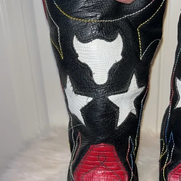 Amazing Patriotic America USA stars leather cowgirl boots size 6.5