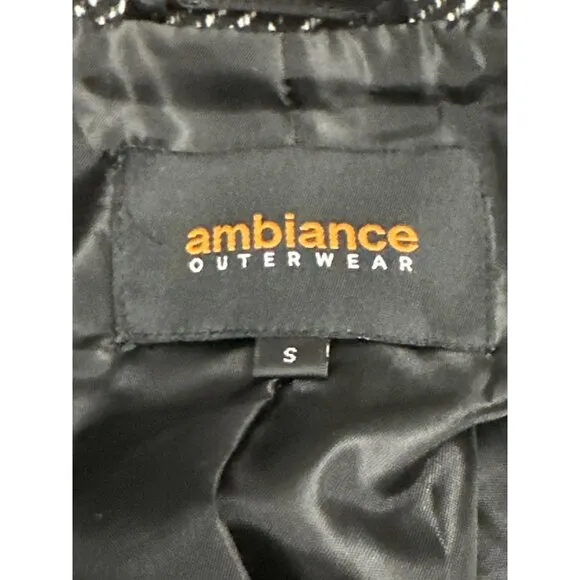 Ambiance Outerwear Black White Tweed Style Blazer Size Small
