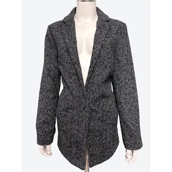 Ambiance Outerwear Black White Tweed Style Blazer Size Small