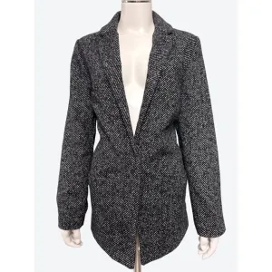 Ambiance Outerwear Black White Tweed Style Blazer Size Small