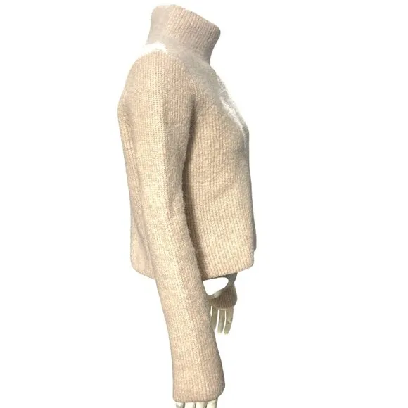 &amp; Other Stories Beige Ribbed Alpaca Blend Crop top Turtleneck Sweater Size Small