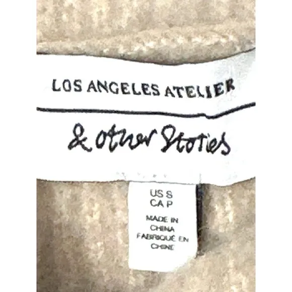 &amp; Other Stories Beige Ribbed Alpaca Blend Crop top Turtleneck Sweater Size Small