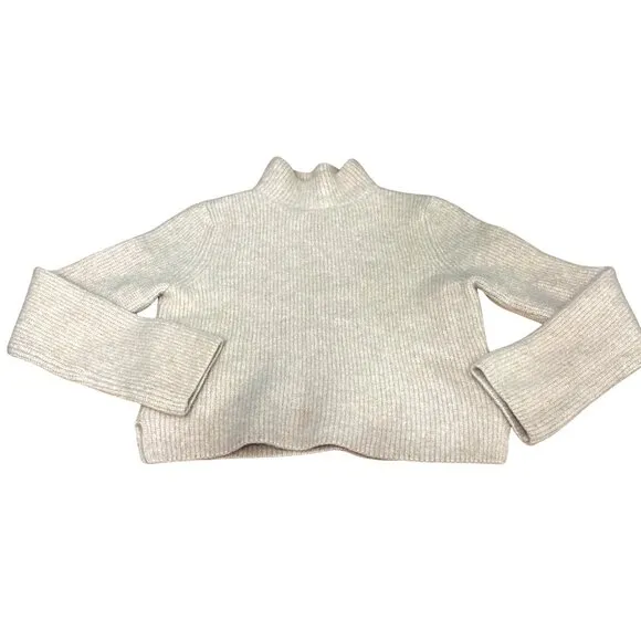 &amp; Other Stories Beige Ribbed Alpaca Blend Crop top Turtleneck Sweater Size Small
