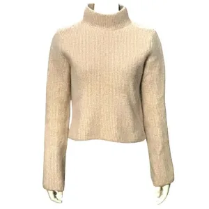 &amp; Other Stories Beige Ribbed Alpaca Blend Crop top Turtleneck Sweater Size Small