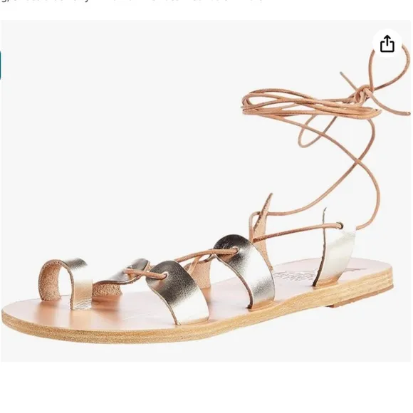 ANCIENT GREEK &quot;Alcyde&quot; Silver Leather Gladiator Sandals w/ Toe-Loop NWOT/sz 37