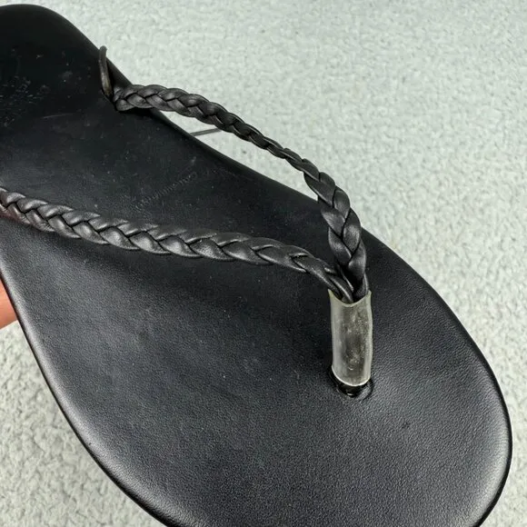 Ancient Greek Sandals Women 9 EU 39 Shoe Black Plage Lace Up Thong Braided Flats
