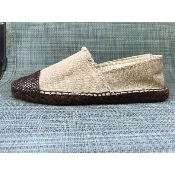 ANDRE ASSOUS PATRICIA TAN BRONZE CAP TOE ESPADRILLE LOAFERS SLIP ON FLATS 10 9