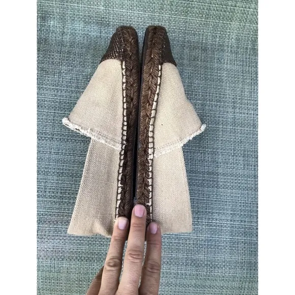 ANDRE ASSOUS PATRICIA TAN BRONZE CAP TOE ESPADRILLE LOAFERS SLIP ON FLATS 10 9