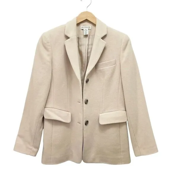 Ann Taylor Cashmere Wool Blend 3 Button Blazer Taupe Light Tan Size 4P 4 Petite