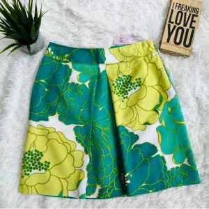 Ann Taylor Petites Flower Pattern Front Pleated Skirt