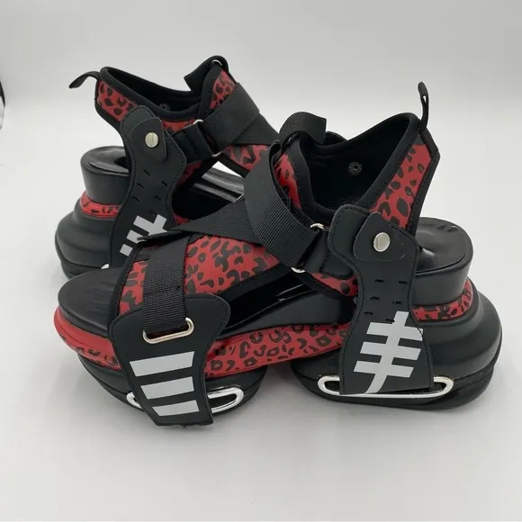 Anthony Wang Y2K Strappy Star Fruit-01 Platform Sandals Goth Black Red Size 8.5