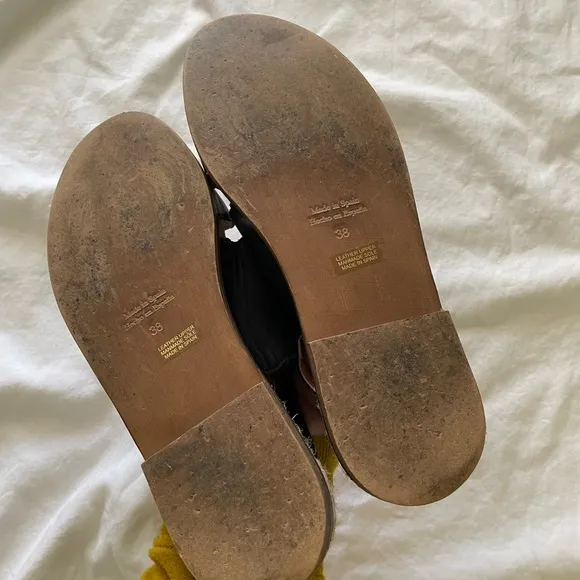 Anthropologie Black Leather Double Strap Sandals