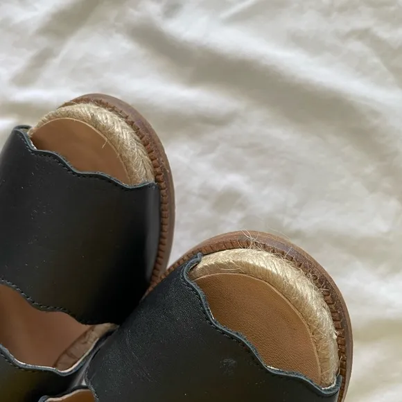 Anthropologie Black Leather Double Strap Sandals