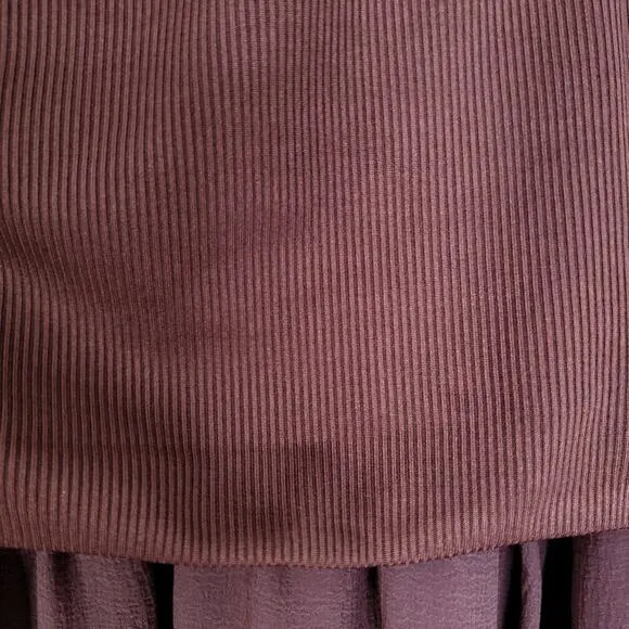 Anthropologie Dropped Yoke-Waist Maxi-Skirt Voile Overlay Cocoa Size Small