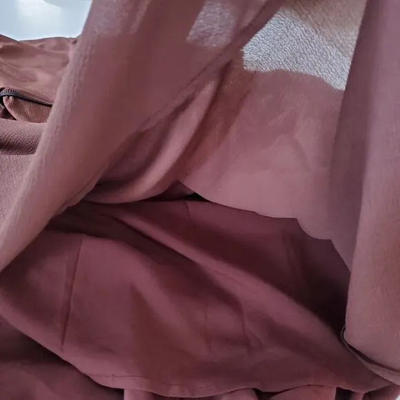 Anthropologie Dropped Yoke-Waist Maxi-Skirt Voile Overlay Cocoa Size Small