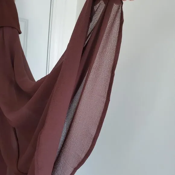 Anthropologie Dropped Yoke-Waist Maxi-Skirt Voile Overlay Cocoa Size Small