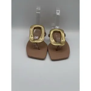 Anthropologie Jeffrey Campbell Sandals Women Beige Linques 2 Thong Size 7 New
