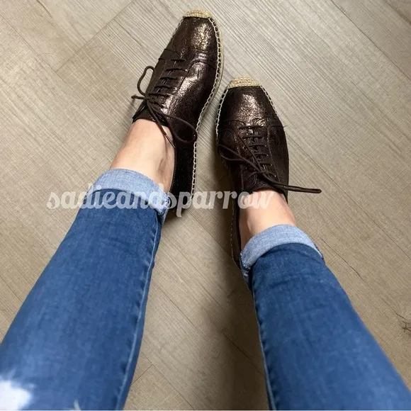 ANTHROPOLOGIE KMB 41 / 10 Metallic Bronze Jorinda Espadrille Leather Sneakers