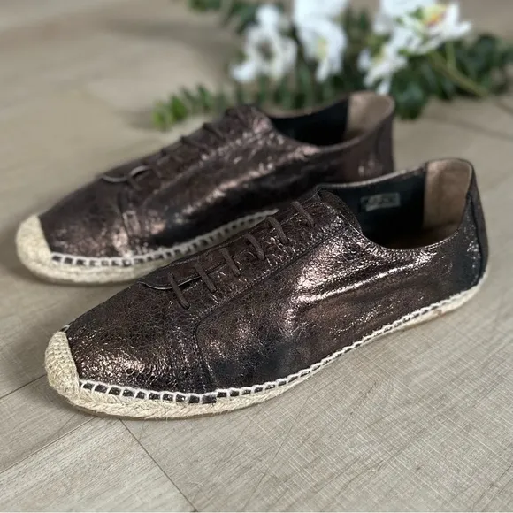 ANTHROPOLOGIE KMB 41 / 10 Metallic Bronze Jorinda Espadrille Leather Sneakers
