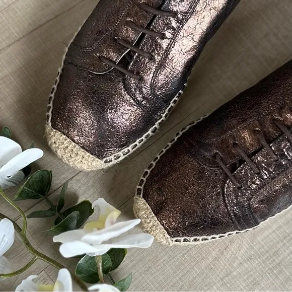 ANTHROPOLOGIE KMB 41 / 10 Metallic Bronze Jorinda Espadrille Leather Sneakers