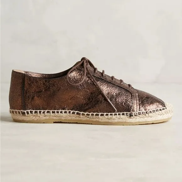 ANTHROPOLOGIE KMB 41 / 10 Metallic Bronze Jorinda Espadrille Leather Sneakers
