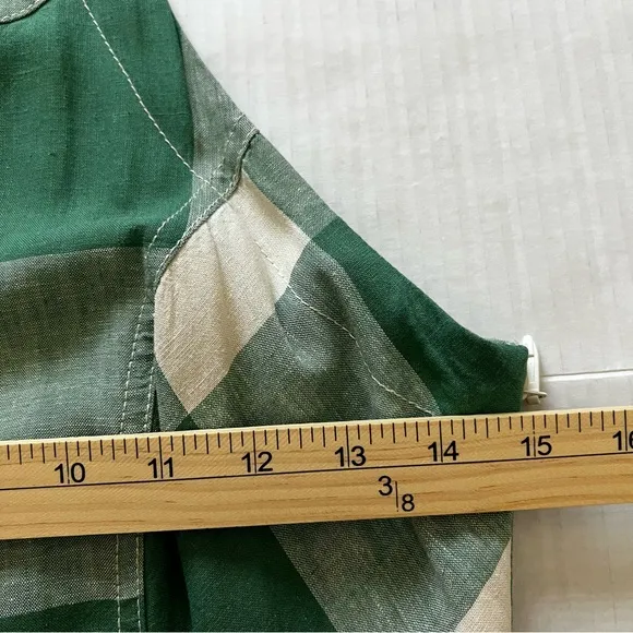 Anthropologie Maeve Greta Gingham Check  Linen  Halter Midi Dress Pockets SZ 6