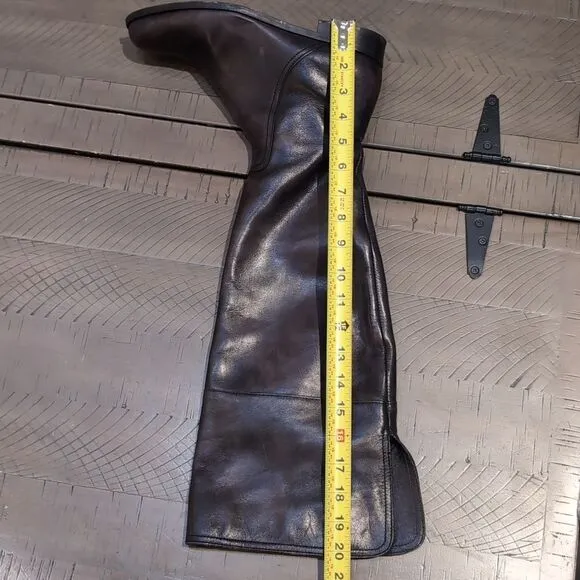 Anthropologie Miss Albright Black Antiqued Leather Over The Knee Boots Size 39