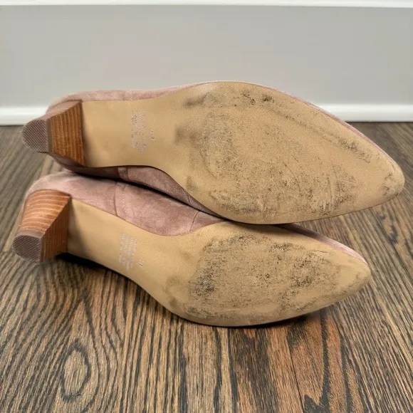 Anthropologie Silent D Tach Slouchy Ankle Boots in Beige Suede size 40/9