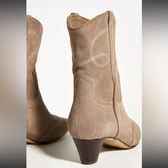 Anthropologie Silent D Taites Kitten Heeled Boots Taupe Size 38 NEW