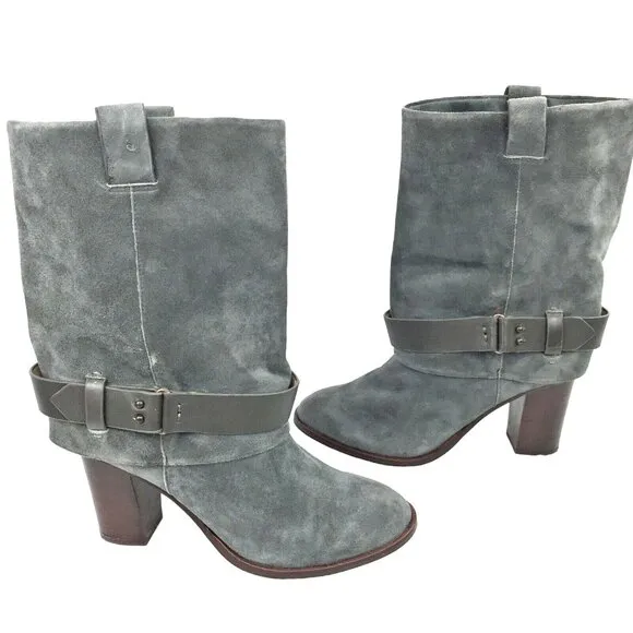 Anthropologie Splendid Delora Gray Suede Mid‎ Calf Boots