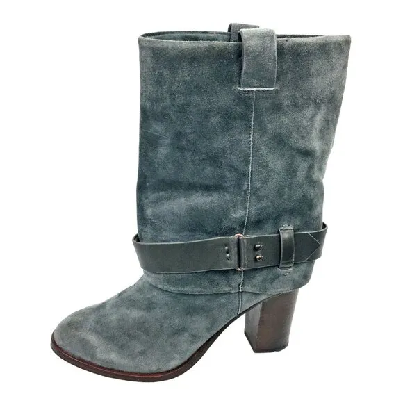 Anthropologie Splendid Delora Gray Suede Mid‎ Calf Boots