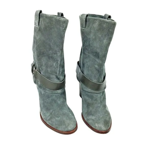 Anthropologie Splendid Delora Gray Suede Mid‎ Calf Boots