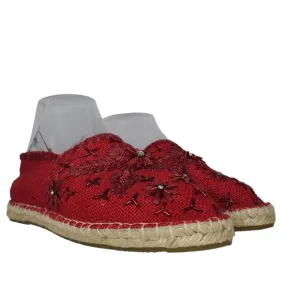 Antik Batik For Johnny Was Tori Red Beaded Espadrilles Euro 37 US 6 NWOB