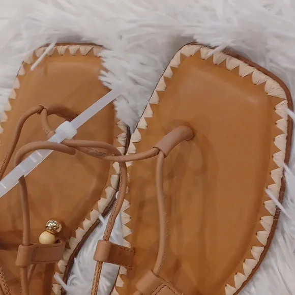 Antonio Melani The Nat Note Alhambra Leather Ankle Wrap Thong Sandals NEW
