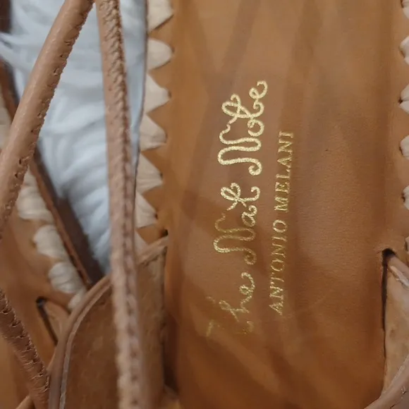 Antonio Melani The Nat Note Alhambra Leather Ankle Wrap Thong Sandals NEW