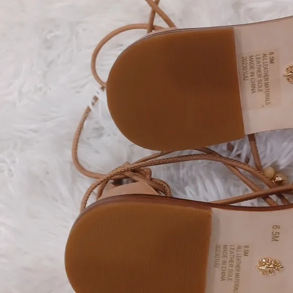 Antonio Melani The Nat Note Alhambra Leather Ankle Wrap Thong Sandals NEW