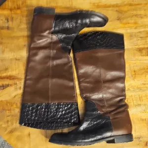 ANYI LU TAYLOR Made In Italy Black Crocodile/BRN CALF handmade in Italy size 39